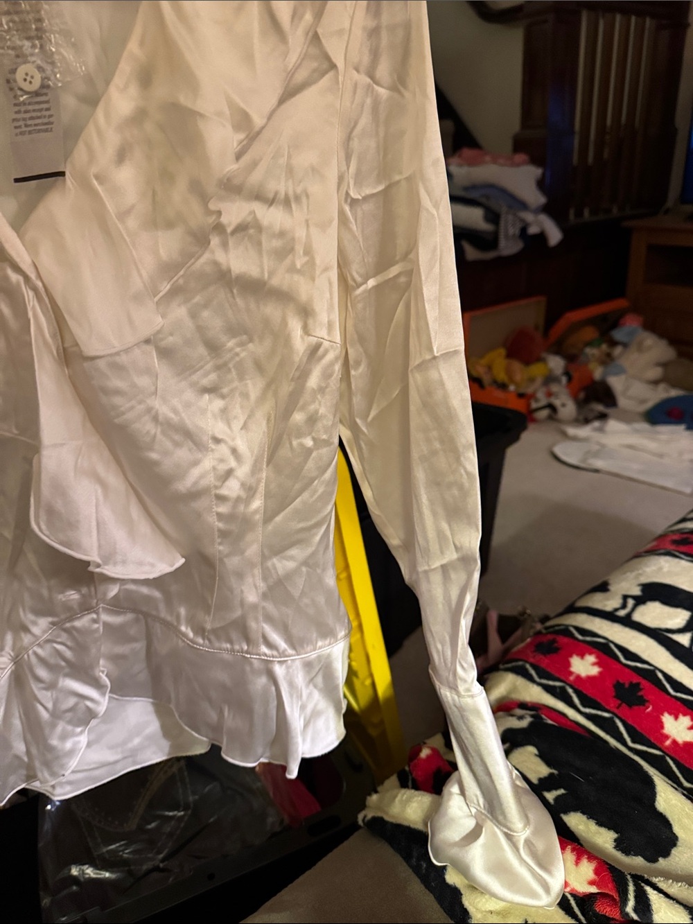 Cache White Silk Ruffle-Front Blouse - Picture 2 of 5